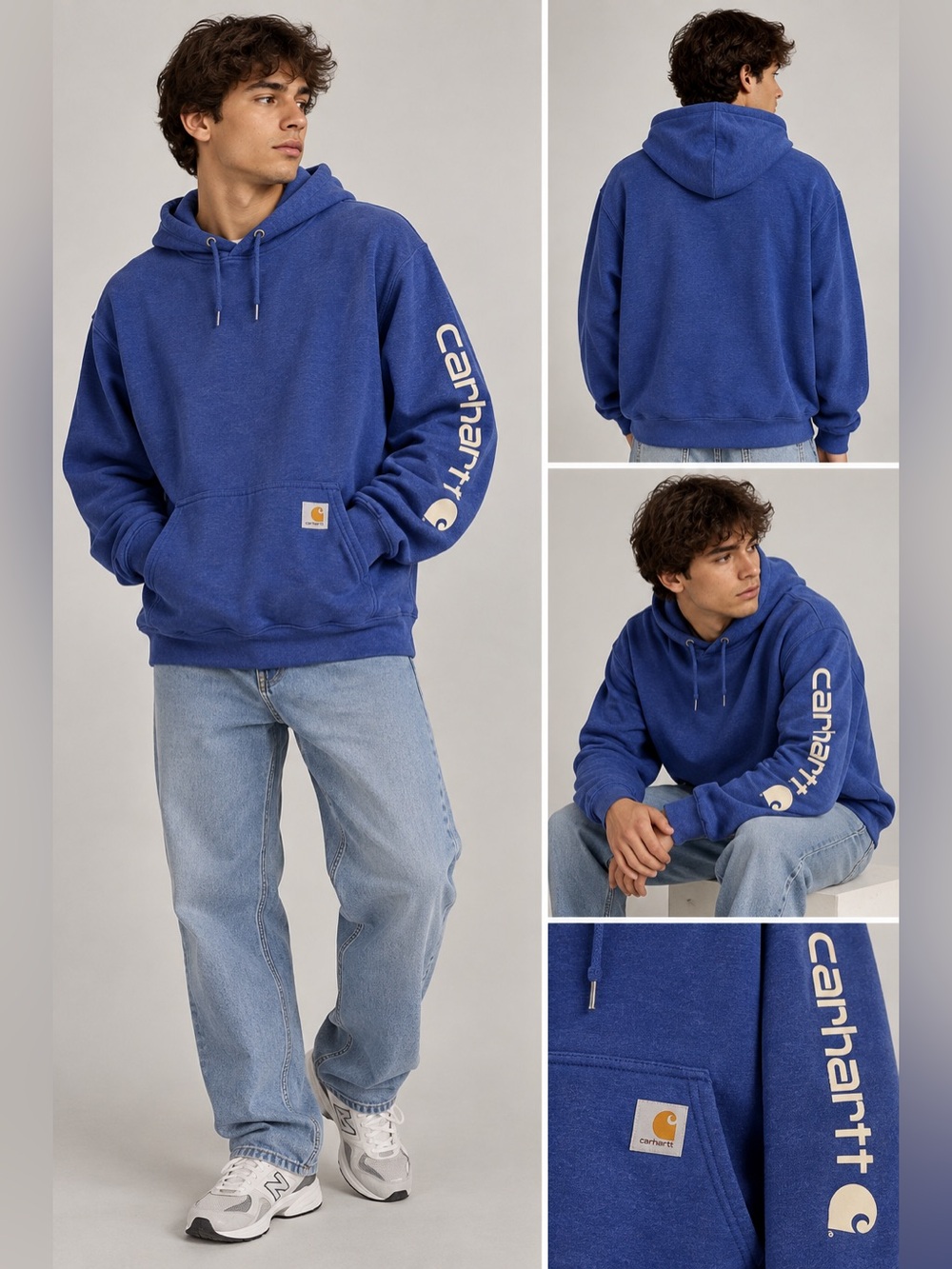 Carhartt Men’s Royal Blue Logo Sleeve Hoodie